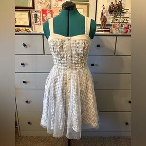 Cottage Core Gingham Green Gray Floral Scarlett Darkness Dress Pastel